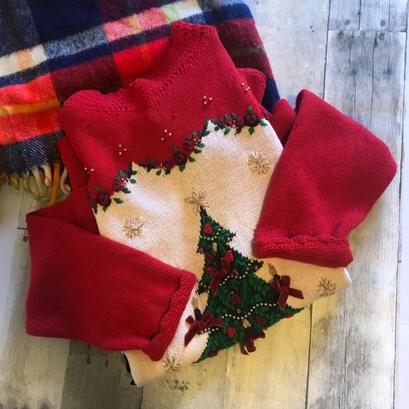 Sweaters - Vintage Holiday Christmas Tree Ugly Knit Sweater